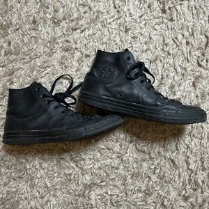 Converse Black Leather High-Top Sneakers